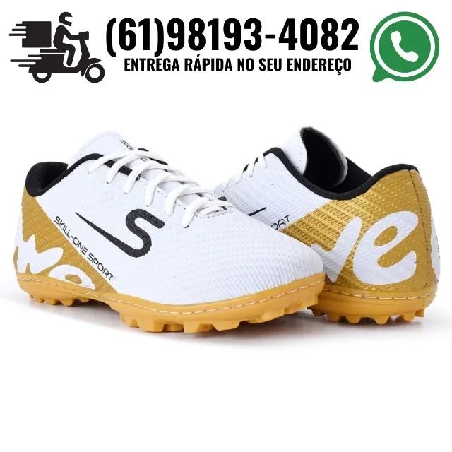 Chuteira Society costurada Futebol Whts: * (Novas)