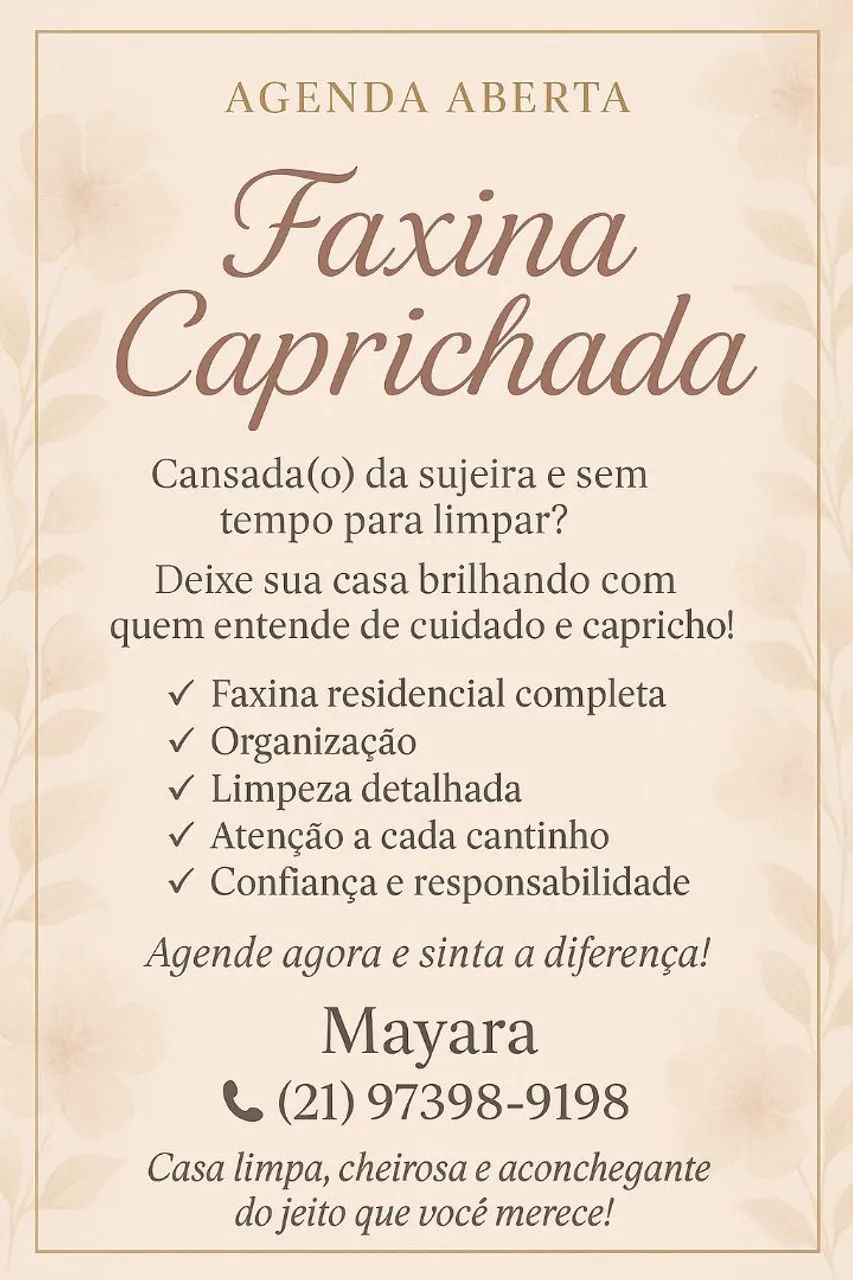 FAXINAS E DIÁRIAS 