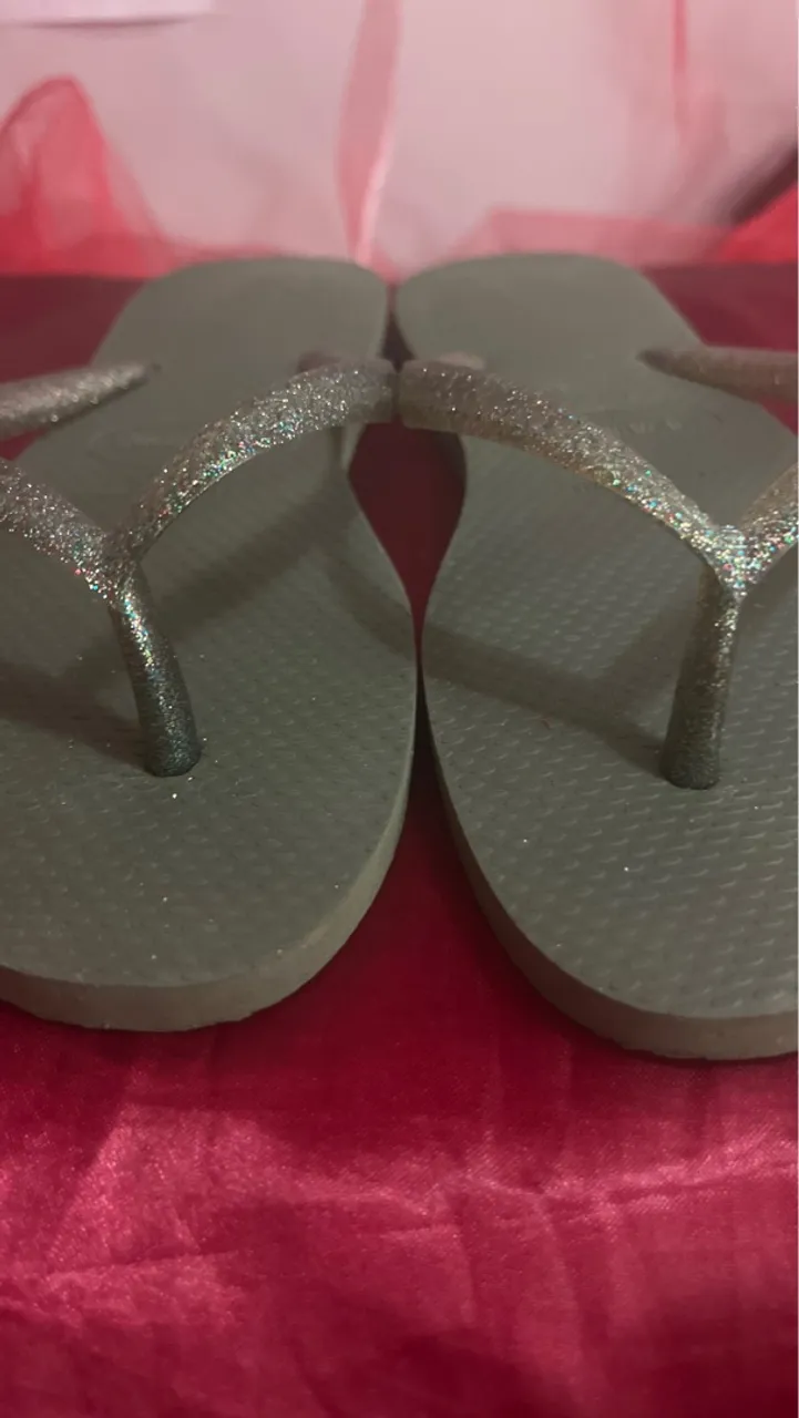Havaianas verde com glitter 36
