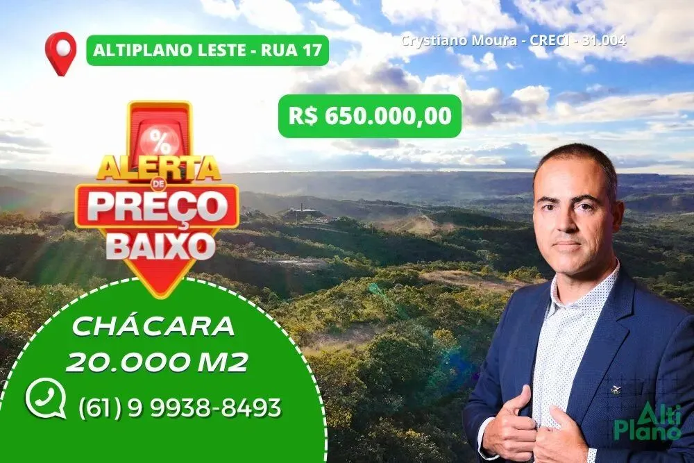 Venda, Chácara com vista para o vale, 2 ha, Rua 17, Altiplano Leste