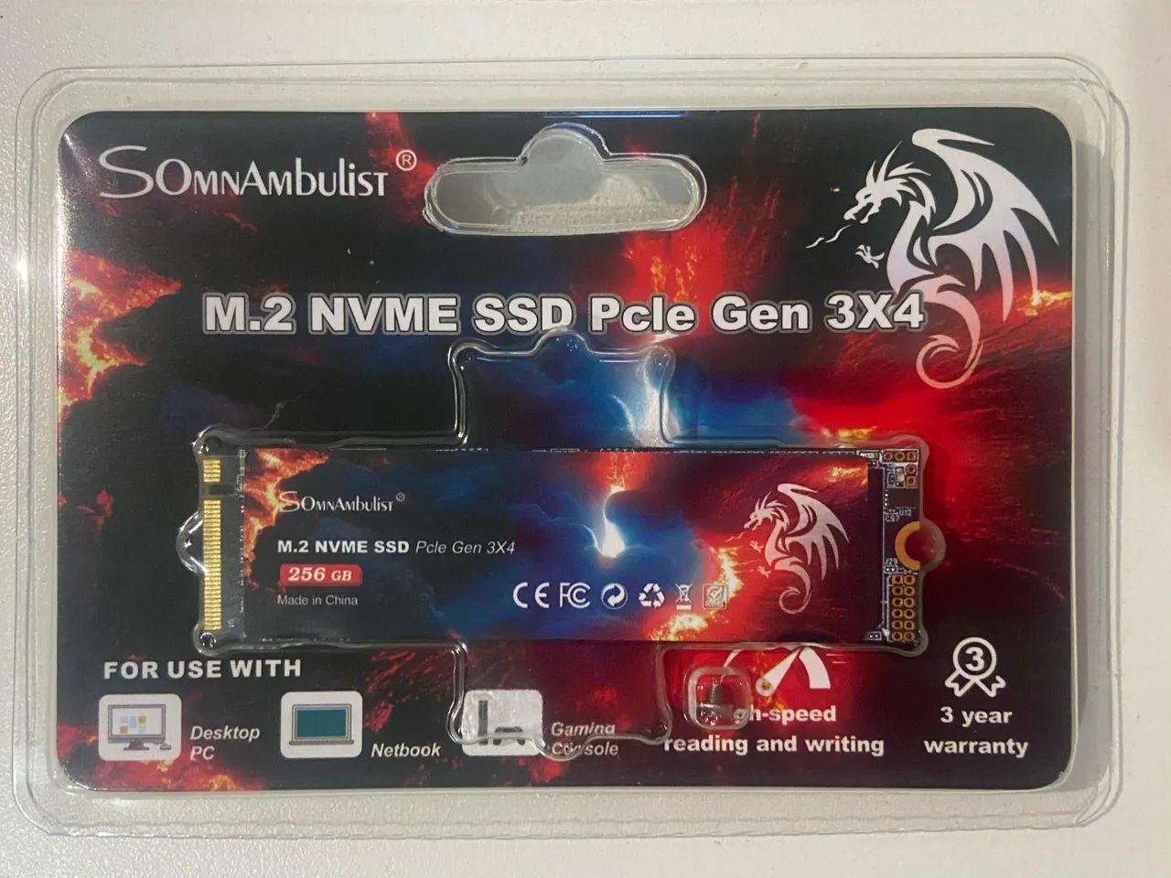 SSD M.2 NVME 256GB PCIe Gen 3x4 SOMNAmbulist
