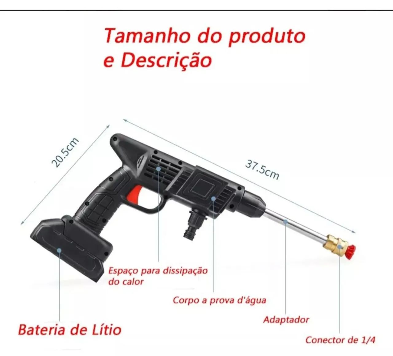 Lavadora de Alta Pressão Portátil 48V - Foto 3