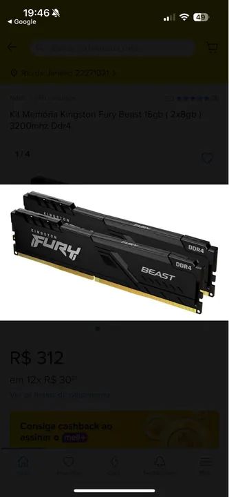 Kingston Fury Beast 16GB (2x8GB) 3200MHz DDR4