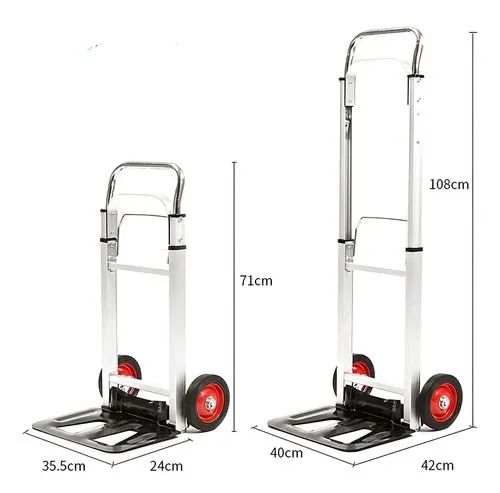 Carrinho Para Cargas Em Alumínio E Aço 100kg/ Rodas de Borracha, Dobrável - Foto 4