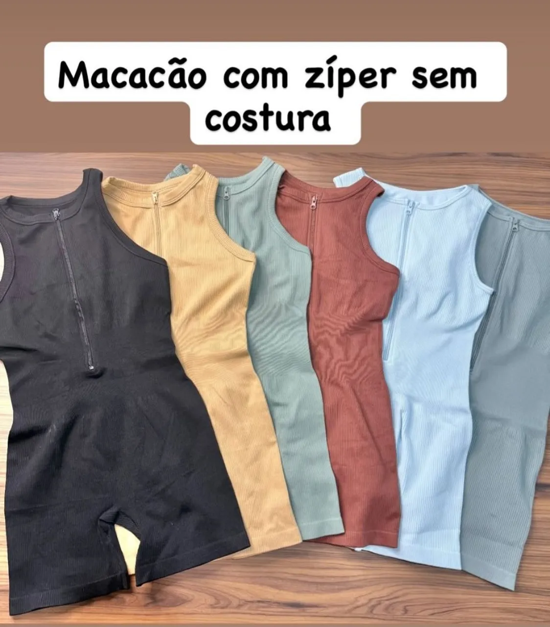 Macacão sem Costura com Zíper - Diversas Cores