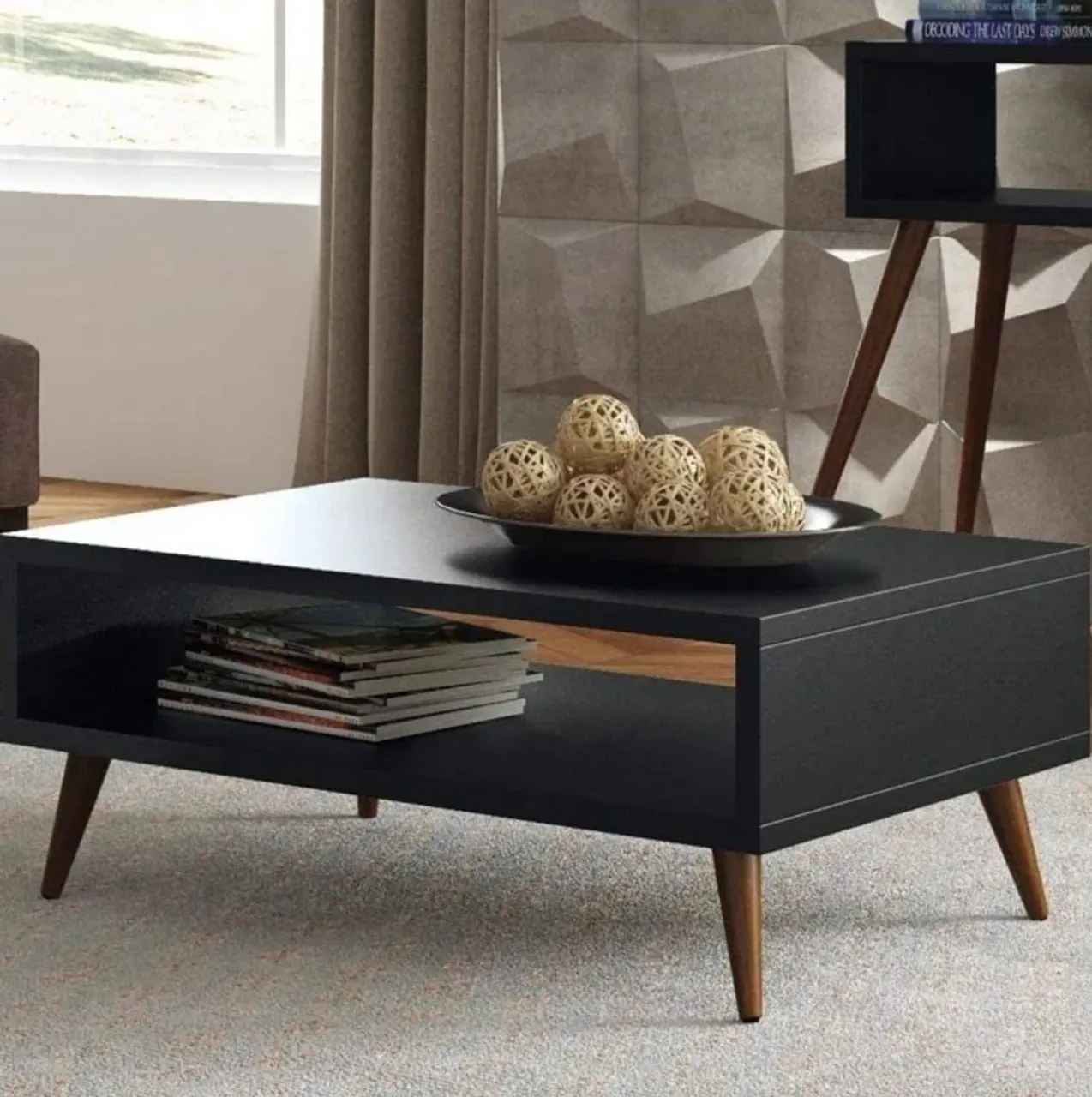 Mesa de centro com pés de madeira direto da fábrica