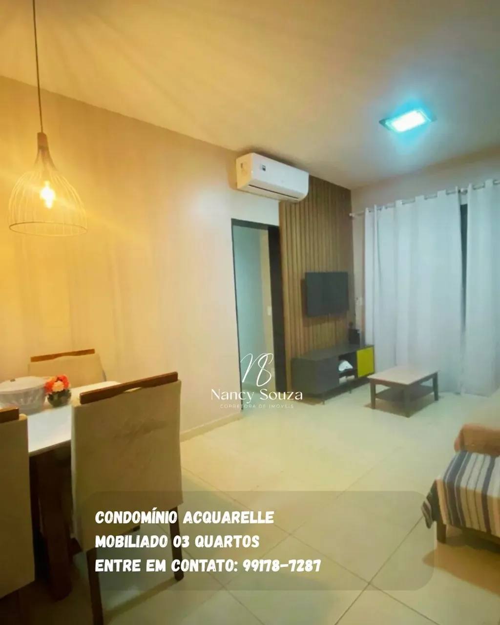 Condomínio Acquarelle 03 quartos 01 suíte mobiliado - Ponta Negra