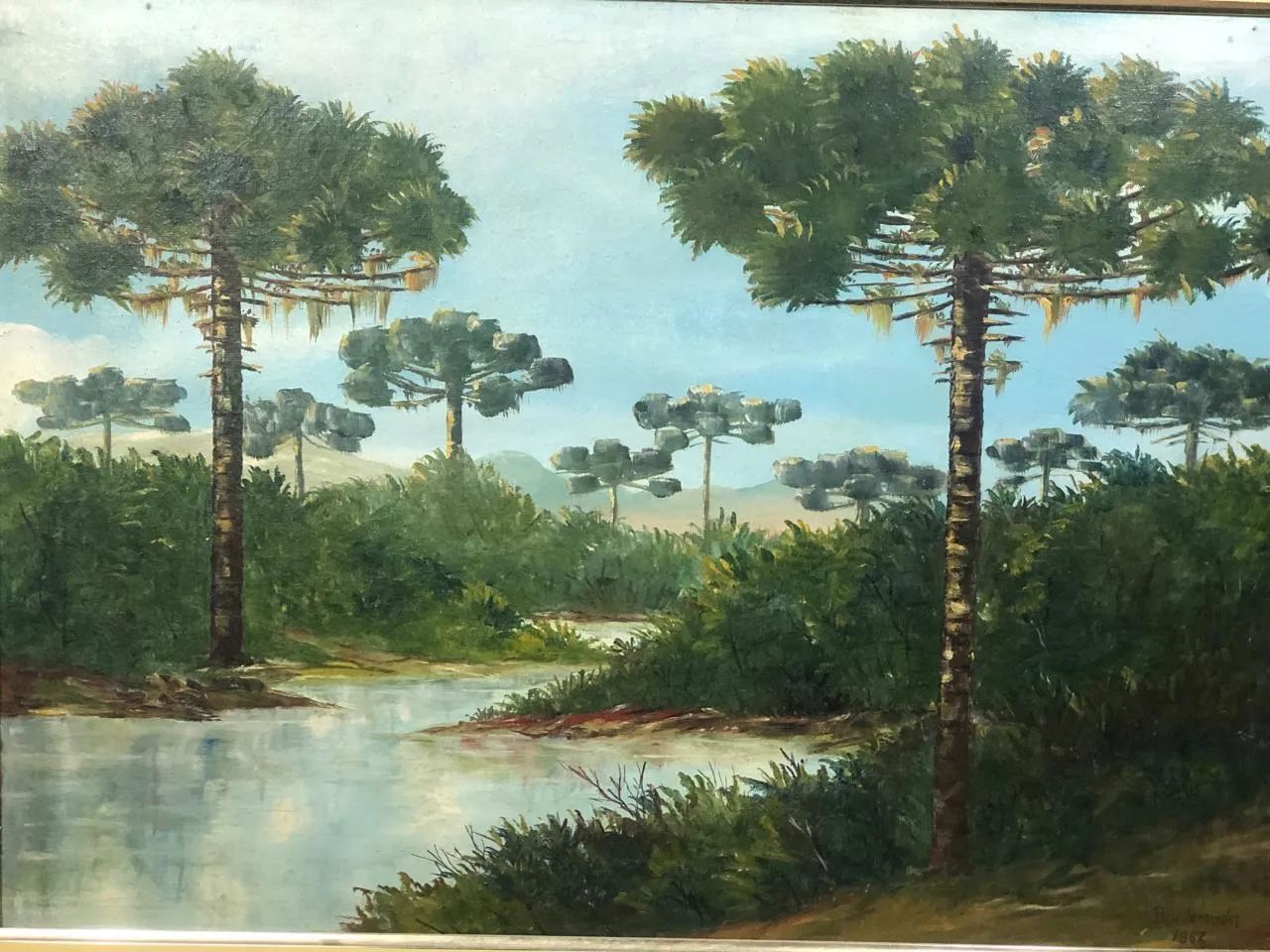 Quadro antigo de paisagem com árvores - Foto 4