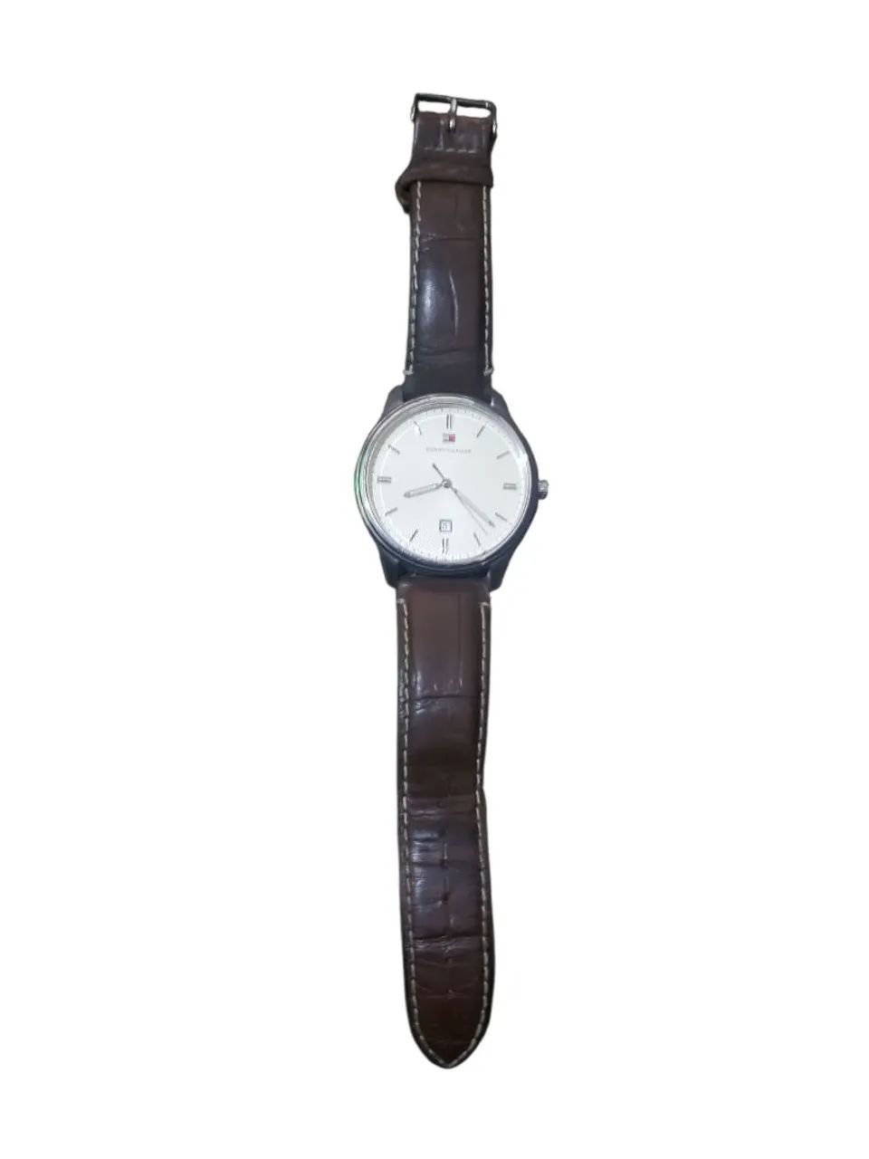 Relógio analógico original tommy hilfiger pulseira de couro marrom  - Foto 2