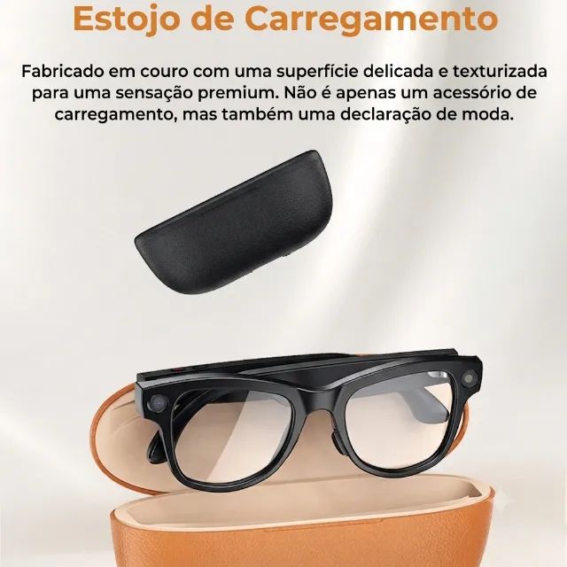 Óculos Inteligentes AI com Câmera 4K, Áudio Bluetooth, Tradução em Tempo Real e Assistente - Foto 3