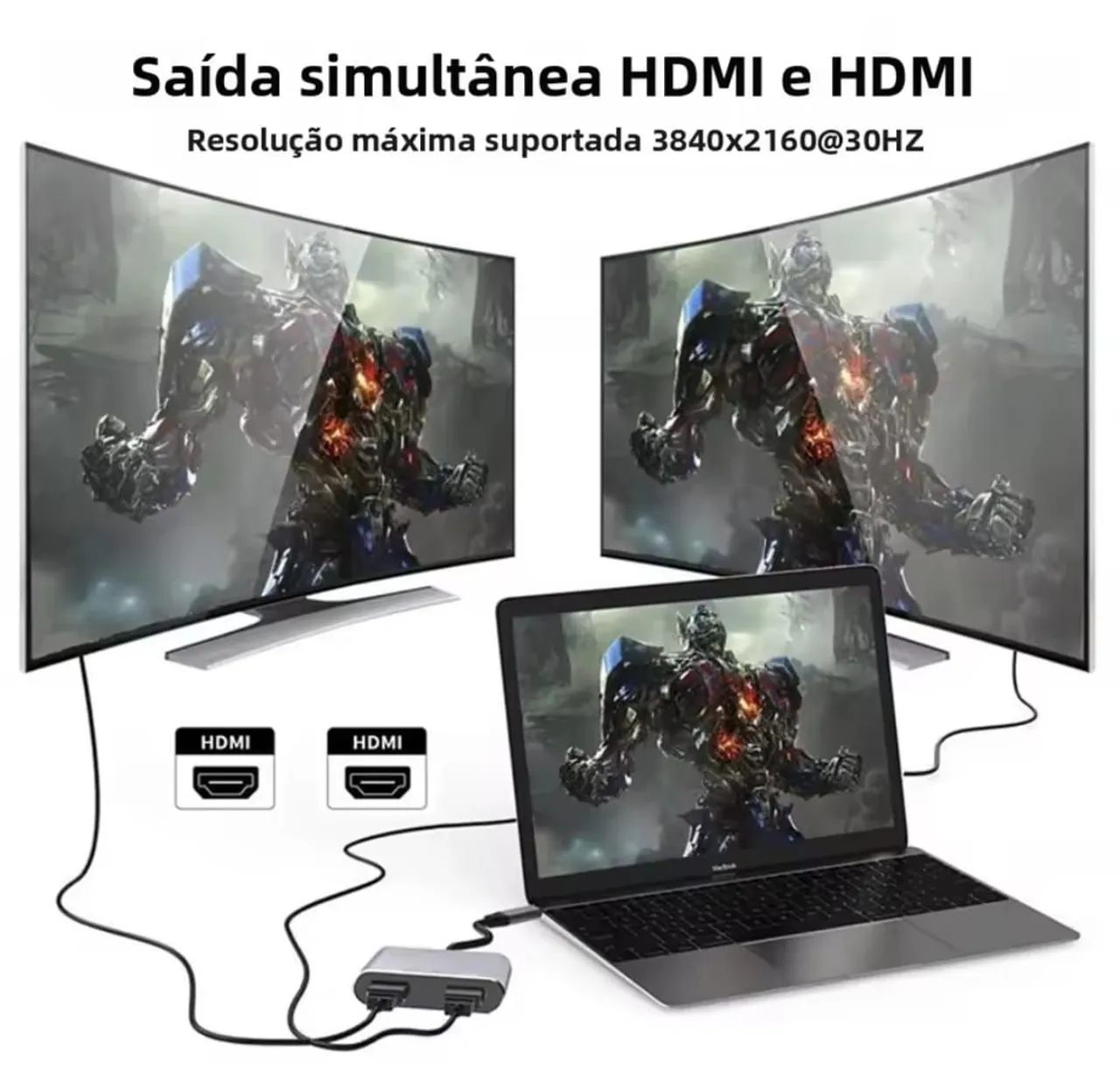 HUB HDMI Duplo Tipo C 4 em 1 - Foto 4