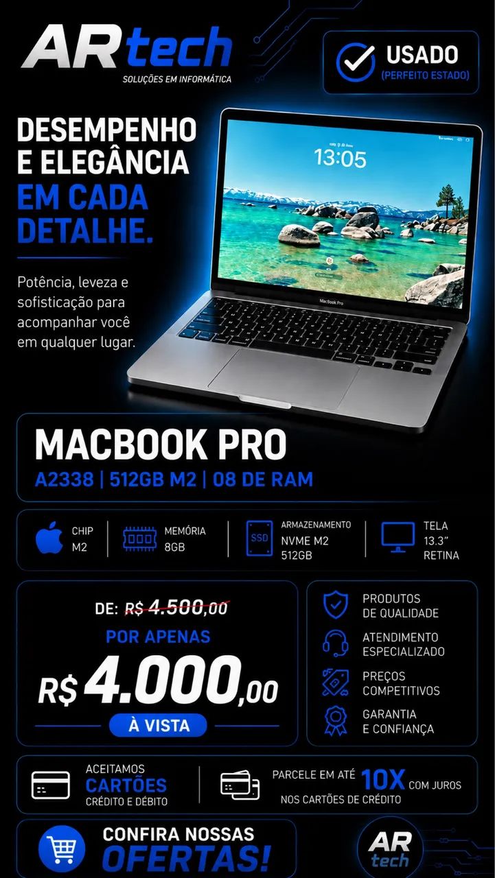 MACBOOK PRO  A2338 | 512GB M2 | 08 DE RAM 