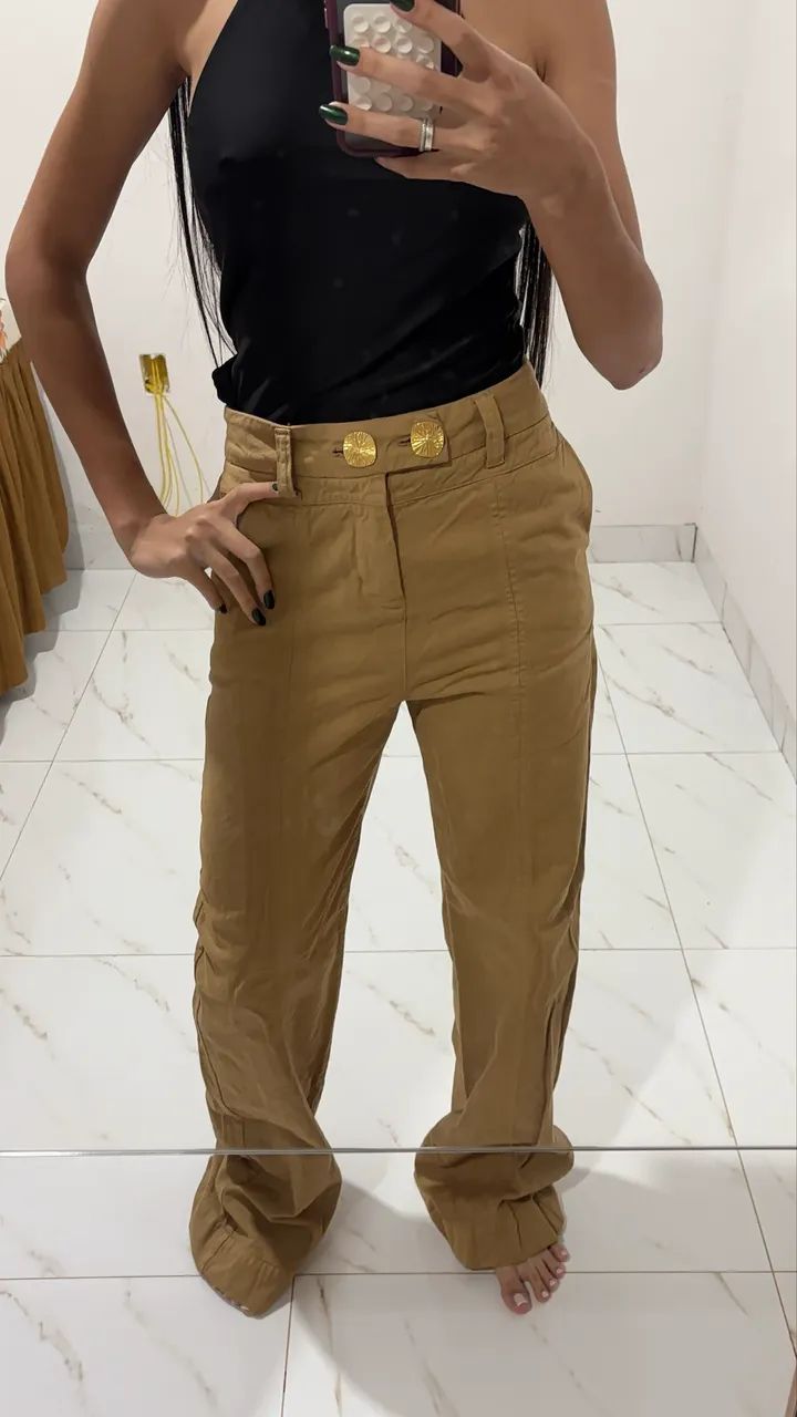 calça viber jeans bege 38 - Foto 3