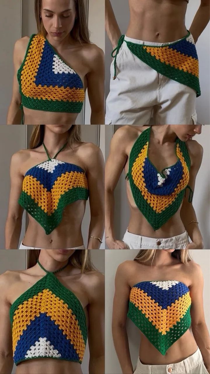 Top/Bandana Brasil em crochê - Foto 3
