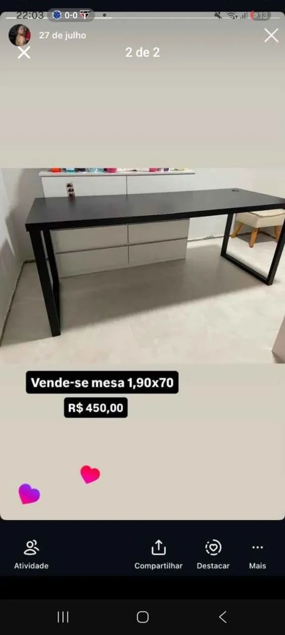 Mesa MDF 1,90x70  - Foto 2