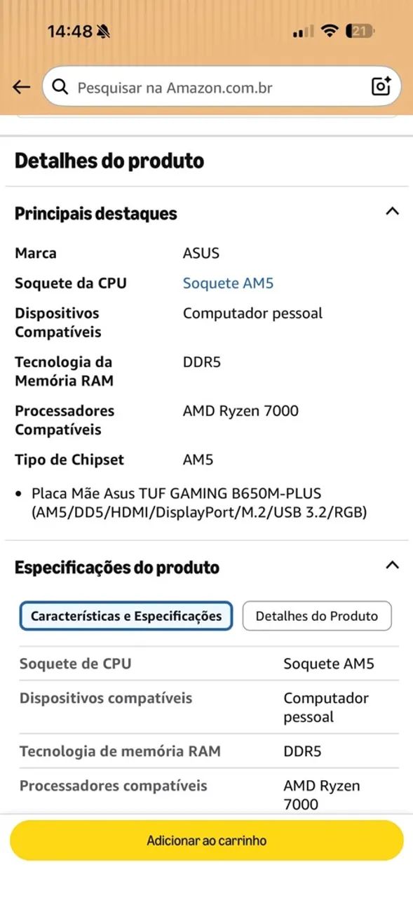 PLACA MÃE TUF GAMING ASUS B650M-PLUS - Foto 4