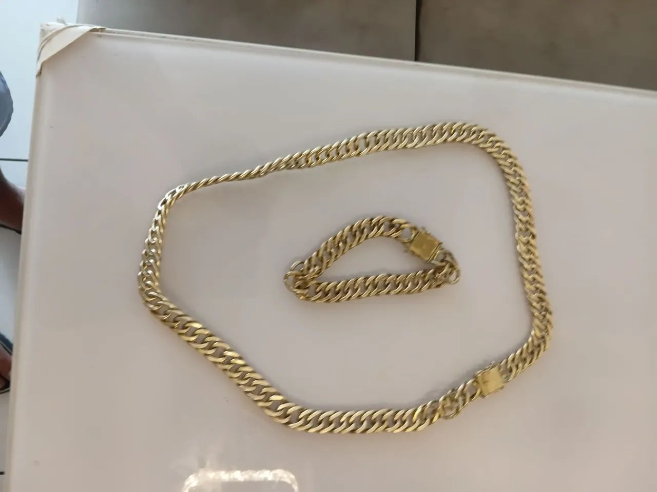 Corrente e pulseira de moeda antiga  - Foto 3