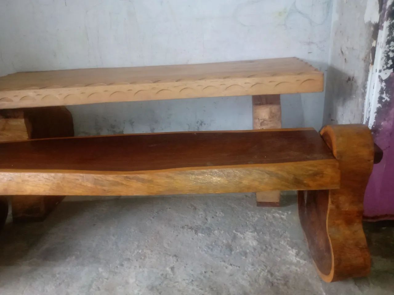 Mesa e banco de madeira rústica. - Foto 5