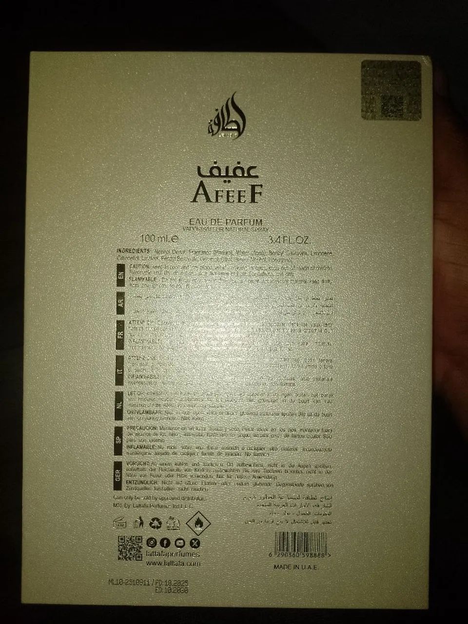 Perfume  Afeef Lattafa. Árabe  - Foto 3