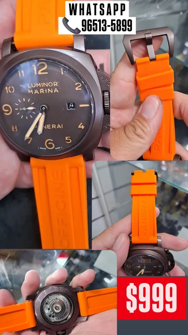 Relógio PANERAI LUMINOR MARINA AUTOMÁTICO PULSEIRA LARANJA - Foto 2