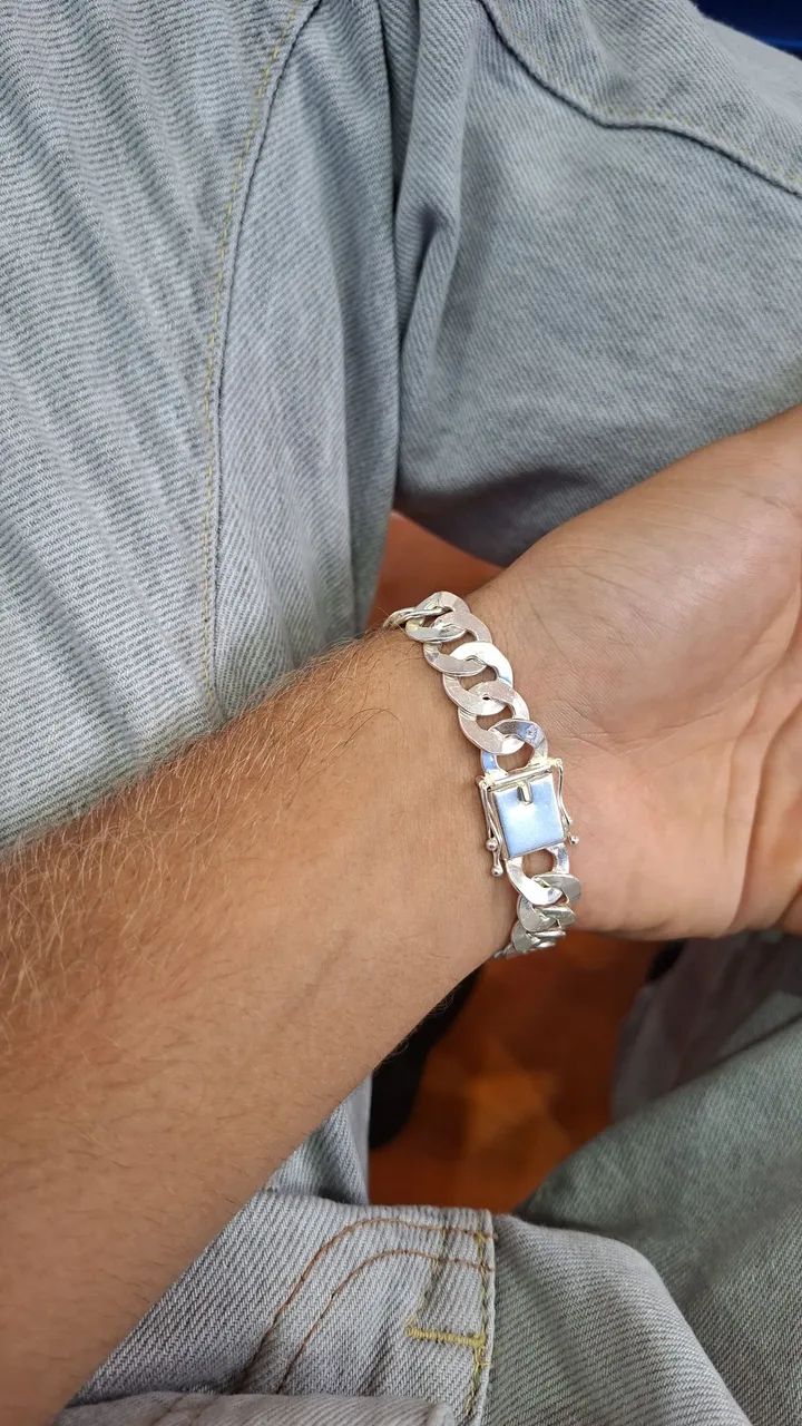 Pulseira 13mm prata mista - Foto 2