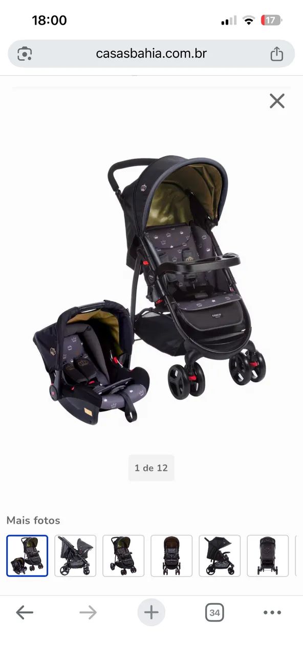 Carrinho de bebê com bebê conforto 