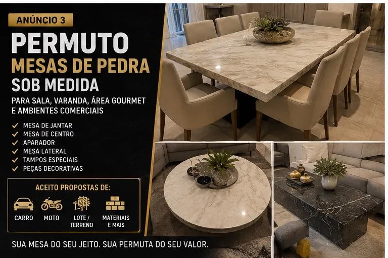 Permuto mesas de pedra sob medida