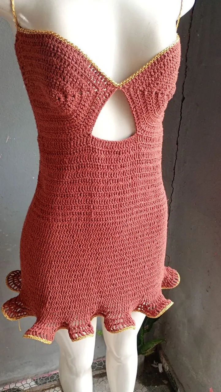 Vestido de crochê marrom ? - Foto 3