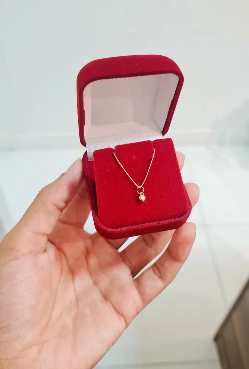 Colar Coração micro Veneziana Ouro 18k - Foto 2