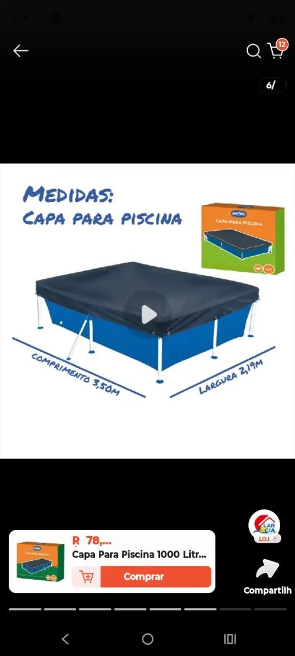Capa para piscina plástica 
