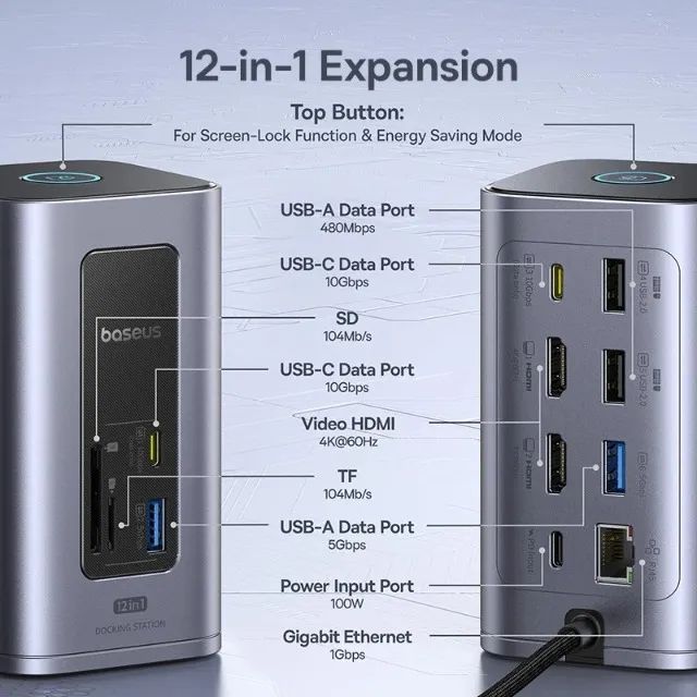Docking Station Baseus Nomos Nu1 Air Spacemate (12 Em 1) - Foto 4