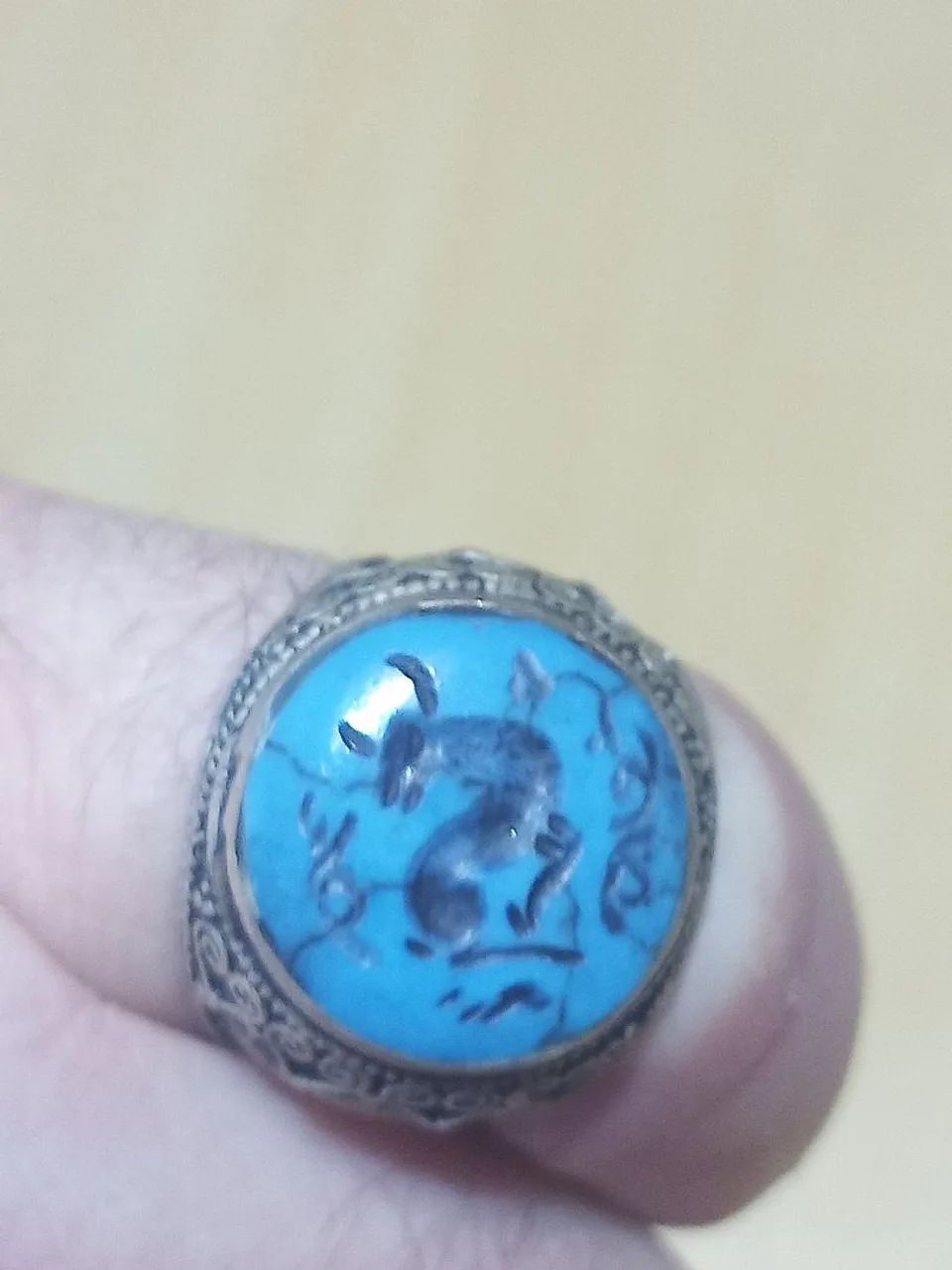 Anel de Selo em Prata 925 com Turquesa