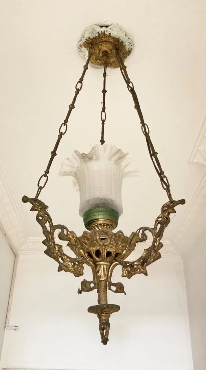 Par de lustre de bronze com tulipa - Foto 4