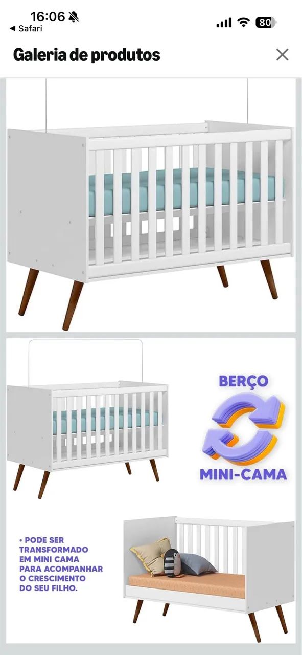 Berço que vira Mini Cama Bartira 