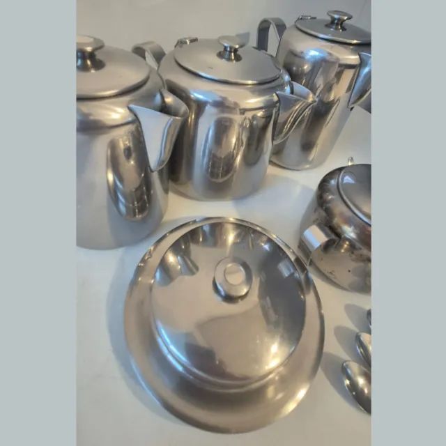 Conjunto De Café E Chá Antigo Em Aço Inox 
