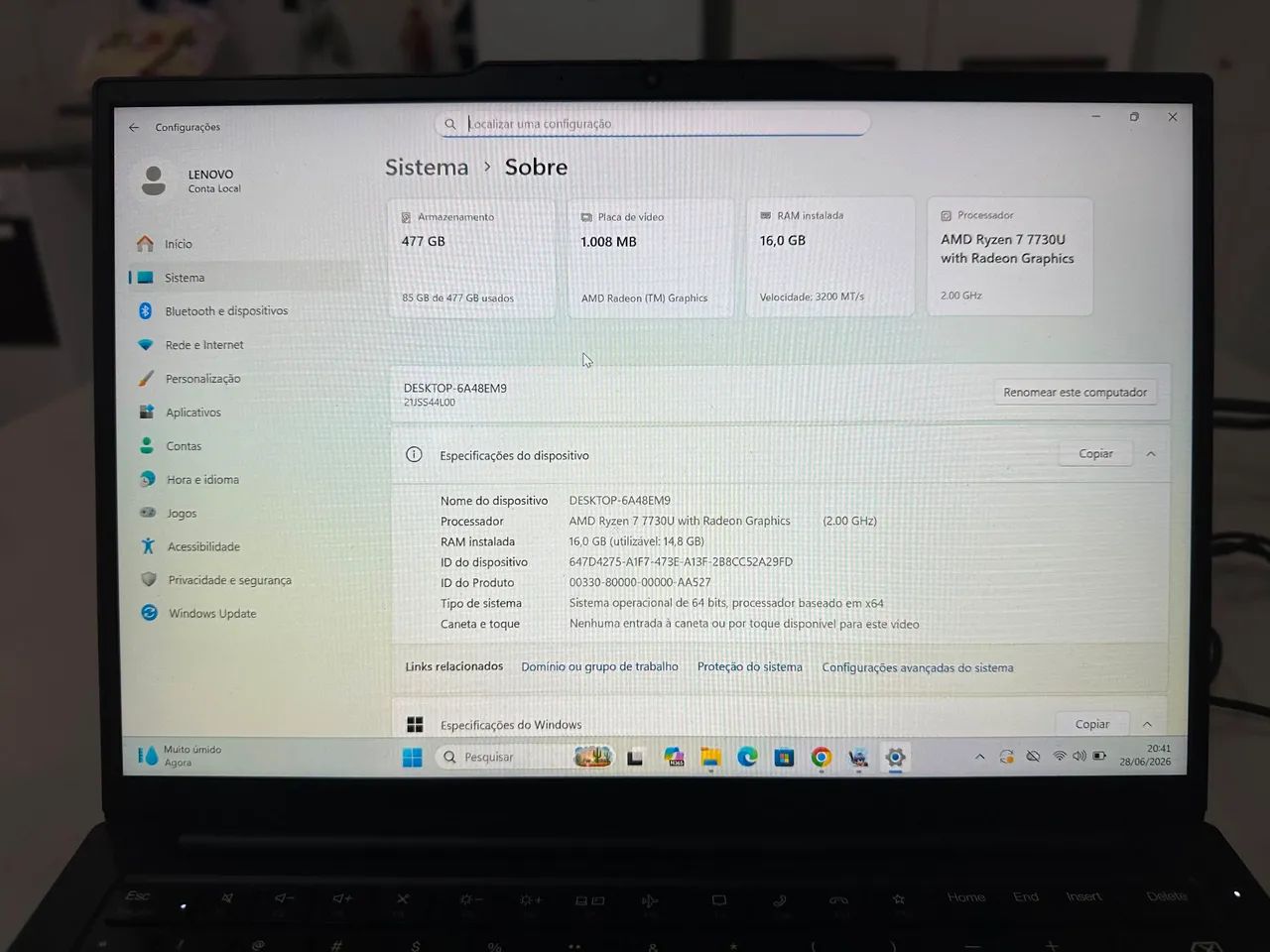 Lenovo thinkpad e14 ryzen 7730u - Foto 3