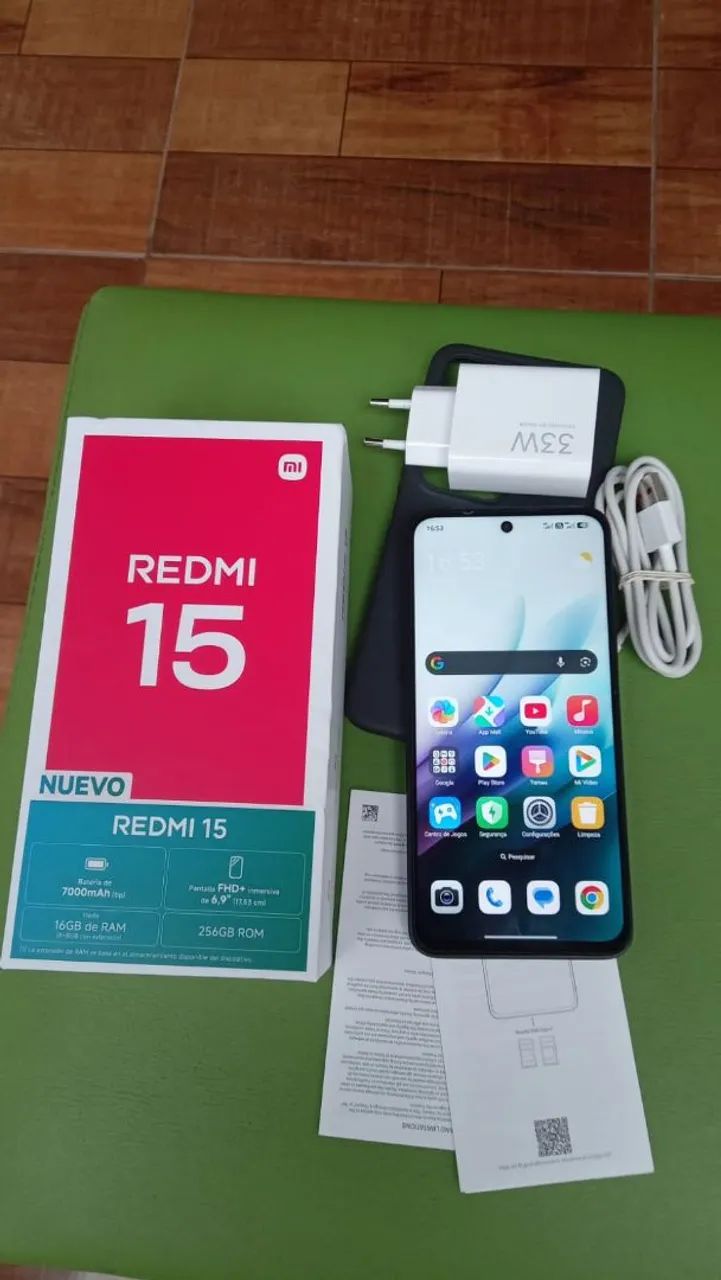 REDMI 15 256GB. 16ram. 7000mAh bateria. Resistência a Água e poeira ip64 