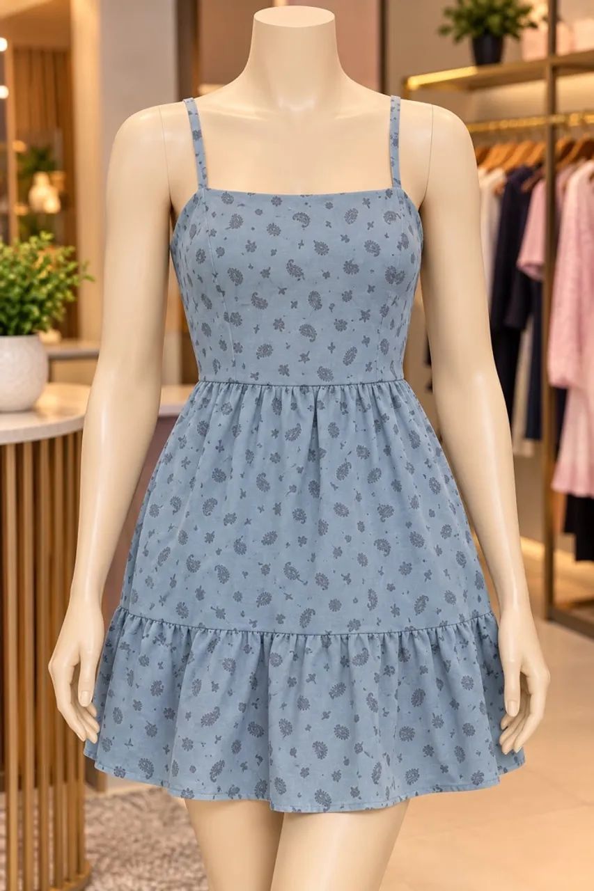 Vestido estampado e manga longa 