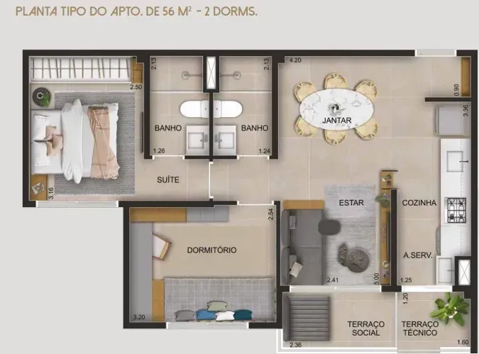 PLANTA 56m²