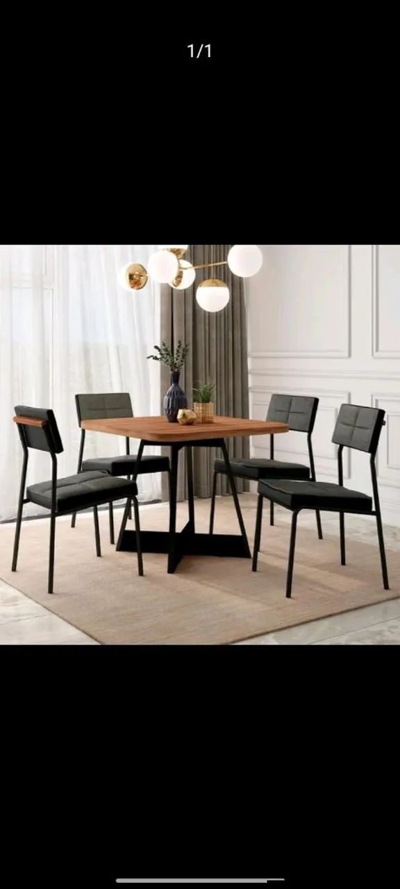 Mesa de jantar 4 cadeiras tubular