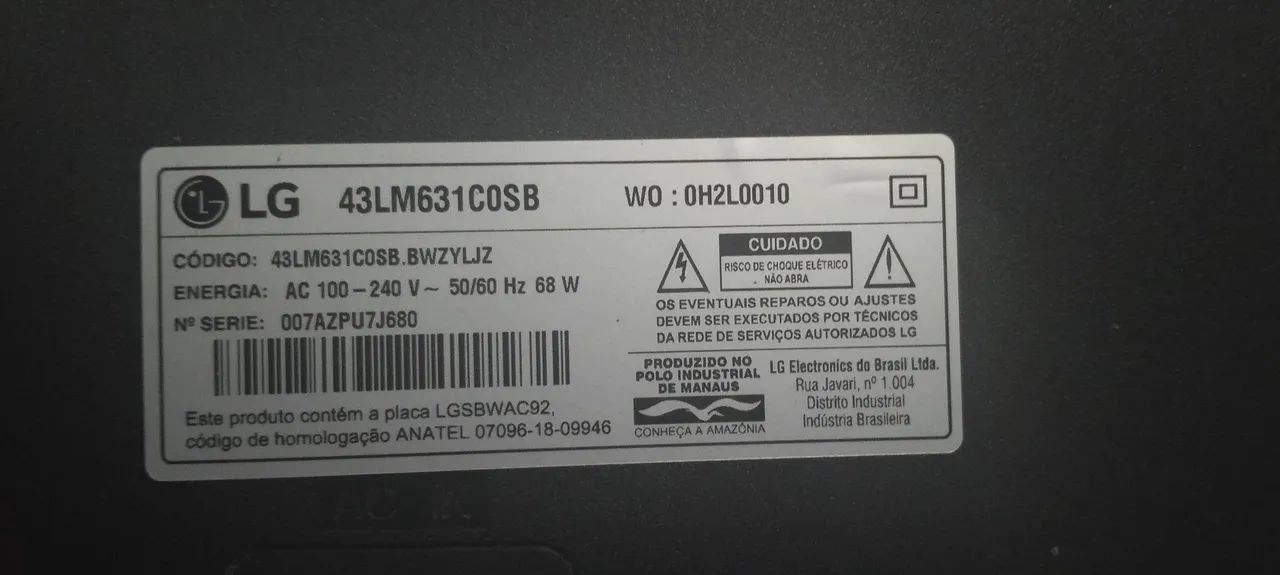 TV LG 43 polegadas 