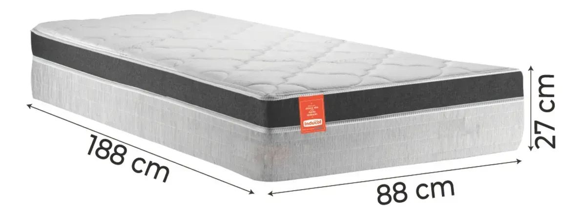 Cama Solteiro Box Completa com Colchão Branco/Preto - Pronta Entrega - Foto 2