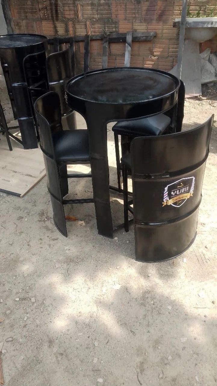 Jogo de Mesa e Cadeiras de Tambor de Óleo (Ecológico / Industrial) - Foto 3