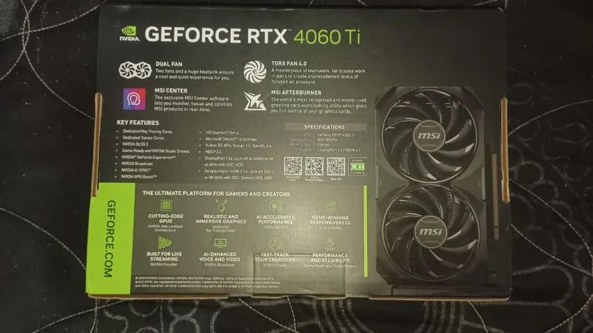 RTX 4060 Ti MSI Ventus 2X 8GB OC - Impecável + Caixa e NF - Foto 2