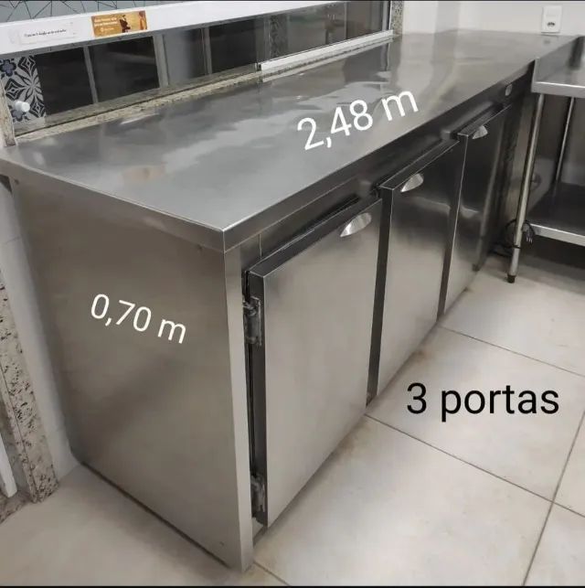 Bancada Refrigerada 3 Portas em inox 304