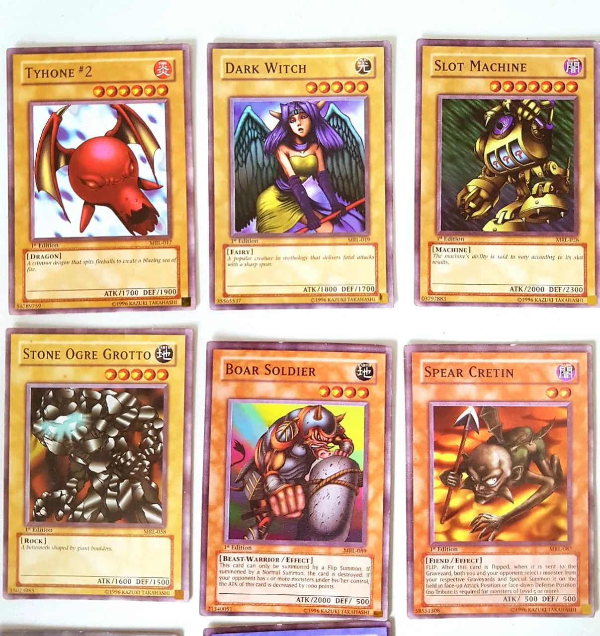 Yu-Gi-Oh! 18 cartas (TCG) de 1996 1° edição originais selo dourado