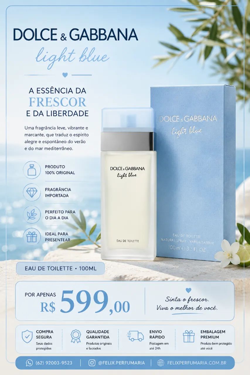 Dolce & Gabbana Light Blue Eau de Toilette 100ml Original Lacrado