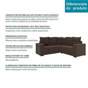 Sofá de Canto Patrícia Marrom - Foto 2