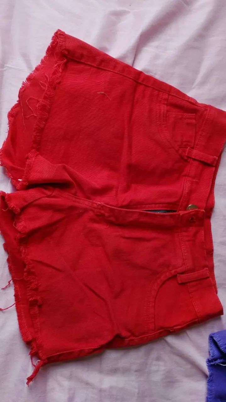 Short jeans vermelho 