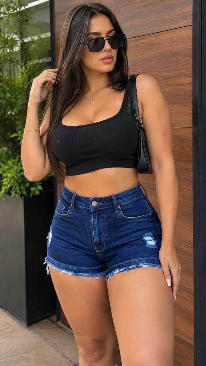 Short curto jeans azul feminino  - Foto 5